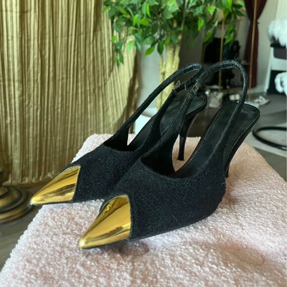 Tweed Slingback Mule Heels - Pointed Toe - 8.5 - Picture 4 of 5